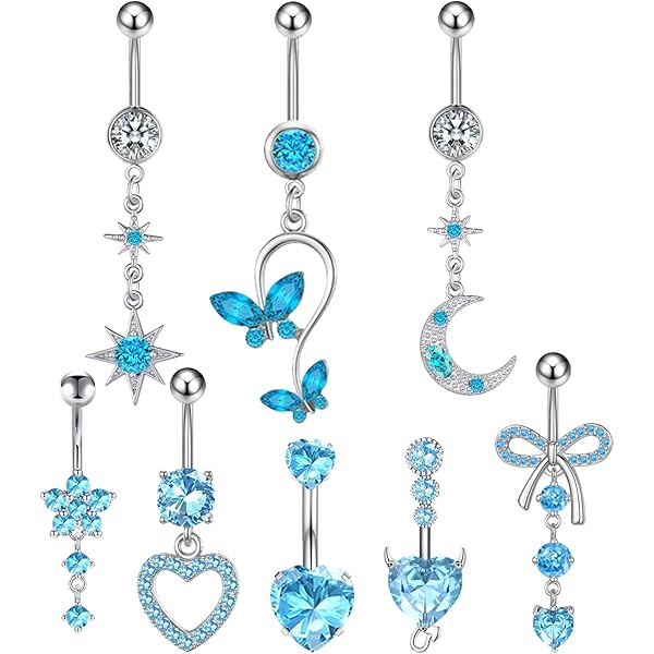 Navel Ringen 14G Roestvrij Staal Duidelijk CZ Navel Ringen Bengelen Buik Body Piercing Sieraden Voor Vrouwen Meisjes