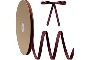 FAKILO Nastro Velluto Vintage Rosso Vino Bifacciale 10mm x 27m (30 Yard) - Nastro Natalizio per Fai da Te, Ghirlande, Regali, Fiocchi, Matrimonio