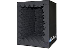 BXI Cabine vocale portable, grand bouclier d'isolation pliable pour microphone, boîte d'absorption d'écho, bureau et support, filtre de réflexion avec mousse acoustique dense épaisse