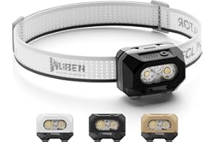 ‎WUBEN WUBEN H4 Stirnlampe LED Wiederaufladbar, 800 Lumen Stirnlampe, IP68 Wasserdichte Stirnlampen Bewegungssensor, Taschenlampe Kopflampe 10 Modi mit Rotlicht, für Camping lampe, Angeln und Wandern Zubehör