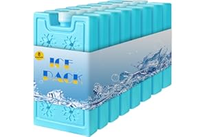 Kyzuzia 8 Pile refrigeranti per Borsa frigo, Borsa Termica da 200 ml, Piccola, Ultra Sottile e refrigerante, Ideale per Campeggio e Viaggi