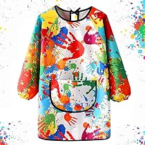 Tablier Peinture Enfant 7-12 Ans – Imperméable, Manches Longues, Poche, Avec Chapeau – Lavable
