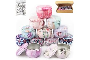 FONYET 12 Stück DIY Kerzen Set kerzengläser mit 50 Kerzenkern Kerzen selber Machen Set kerzendosen leer mit Deckel, kerzenherstellung zubehör für Duftkerze Candle Making kit