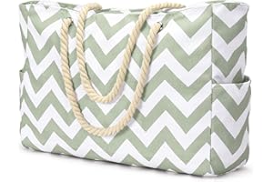 oscaurt Beach Bag Large Waterproof Beach Tote Bags with Zip and Rope Handle Summer Holiday Essentials Shoulder Handbags for Travel Shopping Pool Gym Picnic