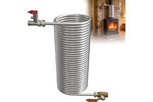 LZQ Värmeväxlare rökrör värmeorm rostfritt stål spiral värmespiral flexibel skorstensvärmare för öppen spis och ugn Chimney Heat Exchanger vattenuppvärmning värmeväxlingsspole 15,5 cm innermått