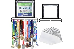 GOUWEIBA Medagliere da Parete in Metallo - Espositore Porta Medaglie e Pettorale da Gara - Appendi Medaglie da Muro per Atleti, Sportivi, Runner, Ginnastica, Nuoto