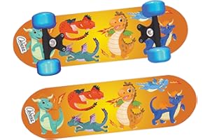 OzBozz DRAGONS SKATEBOARD WITH FLASHING WHEELS - 17 INCH DECK - Dramatic Graphics - Wheels Light Up When Moving, Assorted Designs and Colours
