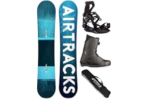 AIRTRACKS Snowboard Set Paquete Completo Tabla Blue Drifter Wide Hybrid Rocker Hombre+Fijaciones Master+Botas+SB Bolsa Nuevo 150 155 160 164 cm