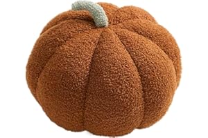 Rablue Halloween decor Pumpkin Throw Pillow, Fluffy Stuffed Pumpkin Pillow Plush Toys Soft Thanksgiving Halloween Pumpkin Decorative Sofa Cushion Pumpkin for Home decor Party Favors, Brown, 20cm
