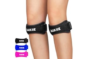 Rakiie Patella Tendon Knee Strap 2 Pack, Knee Support Brace For Working Out, Running, Hiking, Soccer, Squats & Jumpers Knee (Black)