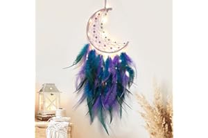 Hongyans Attrape de Rêves LED, Faite Main Capteur de Rêves en Plumes Lumineux Dream Catcher pour Chambre Maison Décoration Tenture Murale Mobile Decoratif Filles Enfants Cadeau