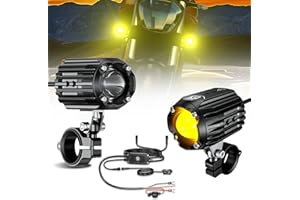 ‎KEWIG Kewig Motorrad LED Nebelscheinwerfer 60W Bernstein/Gelb Weiß Zweifarbige Zusatzscheinwerfer, Nebelscheinwerfer mit Kabelbaum, wasserdicht, Offroad-Arbeitsscheinwerfer, kompatibel mit Motorrad Auto SUV