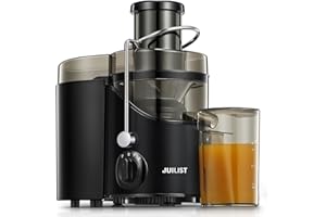 Juilist Entsafter Gemüse und Obst, 65 mm Einfüllschacht, 3 Einstellungen, Mit Reinigungsbürste, Leicht zu Reinigen, Schwarz