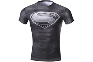 Cody Lundin Herren Kompression Rüstung Amerika Held Logo Fitness Laufen Sport Kurzarm, Superman Grau