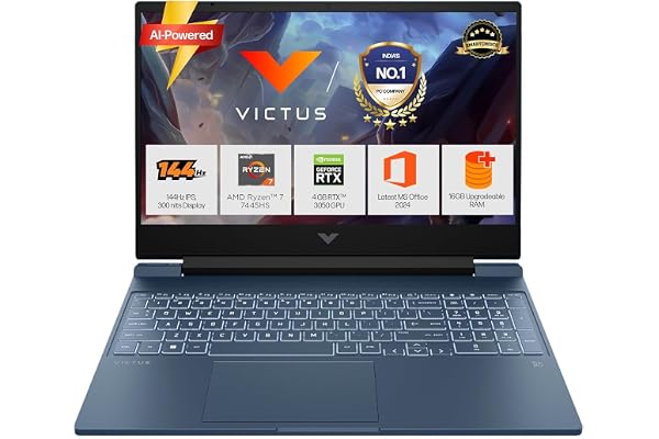HP Smartchoice Victus, AMD Ryzen 7 7445HS, 6GB RTX 3050, 16GB DDR5(Upgradeable) 512GB SSD, FHD, 144Hz, 300 nits, 15.6''/39.6cm, Win 11, M365* Office24, Blue, 2.29kg, fb3134AX/3120ax, Ga