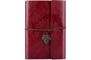 OMEYA Diario in Pelle Vintage, Taccuino Diario Di Viaggio, Diario Segreto, Diario per Scrivere Pensier, Idee Regalo Amica Regalo Donna, A5 23,4 x 16,5 cm (rosso)