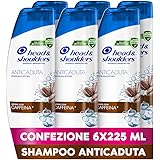 Head & Shoulders Shampoo Antiforfora Anticaduta Con Caffeina 225ml Formato Convenienza X6 Pacchi, Per Capelli Grassi, Protezi