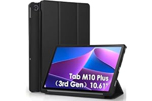 WD&CD Cuero Funda Compatible para Lenovo Tab M10 Plus (3rd Gen), 10.61 Pulgadas, Protector Compatible con Tab M10 Plus (3rd Gen), PC+PU Caso Carcasa Case Libro de Cuero con Soporte Función, Negro