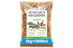 Meerbach & Rose Mehlwürmer getrocknet, 2kg (entspricht 13 Litern) getrocknete Mehlwürmer, proteinreicher Snack für Wildvögel, Fische, Reptilien und Nager