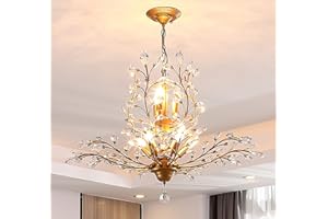 ‎GANEED Ganeed Kristall Kronleuchter Vintage Pendelleuchte Kristall Kronleuchter Leuchten Deckenleuchte für Wohnzimmer Schlafzimmer Restaurant Veranda Flur Gold 8 Lichter