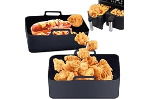 ‎SWIHORAB Heißluftfritteuse Zubehör, BPA-Frei Airfryer Zubehör für Ninja Foodi Max Dual Zone Heißluftfritteuse AF400EU AF300EU 7.6L-9.5L, Lebensmittelechtes Silikonform 2 Stück Silicone Insert