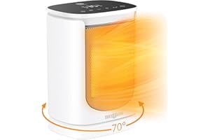 Space Heater, PARIS RHÔNE Ceramic Fan Heaters for Home Low Energy, Electric Fan Heater with Thermostat 3-Mode 3-Speed 70° Oscillating, Timer, 2000W, Portable Heater for Office, Study