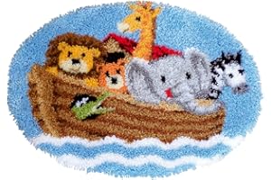 VERVACO Knüpfteppich Set DIY Handarbeit Set Knüpfset für Anfänger Arche NOAH Teppich zum Selber Knüpfen Basteln Erwachsene Kreativ 69 x 55 cm Latch Hook Kit Knüpfhaken Zubehör Haus Dekoration