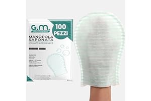 GENERIC GM 100 Manopole Saponate Monouso di Alta Qualità, Impermeabili all'interno, con Soffice Spugna Esterna, Guanti Saponati Profumati, Senza Risciacquo, Spugne per Anziani