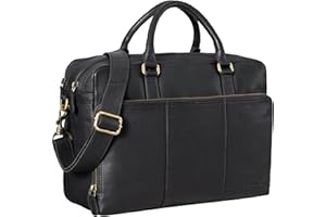 STILORD 'Isaac' Serviette Porte Documents Cuir Vintage Sac Ordinateur 13,3 Pouces Sac de Travail Cartable Enseignant Sac à Bandoulière Mallette Cuir Véritable