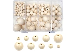 TOAOB THE ONE AND ONLY BABY TOAOB 213 Stück Holzkugeln mit Loch 10 bis 30mm Holzperlen Runde Natur Natürliche Gemischte Größe Zwischenperlen mit Box Holzperlen zum Auffädeln für DIY Schmuck Herstellung