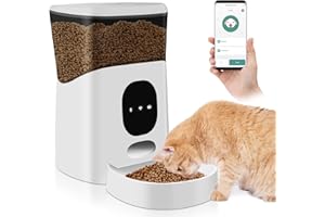 Automatisierte Futterspend, OBOVO Dual Power 5L Wi-Fi Intelligente Futterautomat Katze mit Verteilungsalarm und programmierbarer partieller Steuerung Sprachrekorder für große und kleine Haustiere