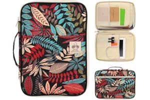 ‎YOUSHARES YOUSHARES Schüleren und Unternehmen padfolio/Portfolio - Multifunktionsgehäuse mit 8 Taschen für A4 / A5 Papierformat Dokumente und notbooks, wasserdichte Reißverschluss Veranstalter Carnation Rot