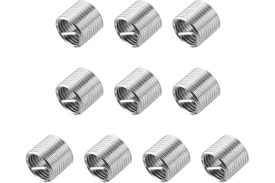 sourcing map 10pcs Wire Thread Inserts M16 x 2 1.5D(24mm) Metric 304 Stainless Steel Helical Type Coiled Thread Repair Kit Wire Screw Threaded Sleeve Sheath for Mechanical Equipment