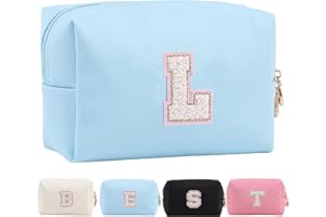 TOLMAIERTU Personalisierte Make-up Tasche für Frauen,A-Z Initialen wasserfeste Reise Kosmetiktasche aus Leder,Geburtstagsgeschenk für Frauen und Mädchen,Kosmetiktasche für Braut und Brautjungfer