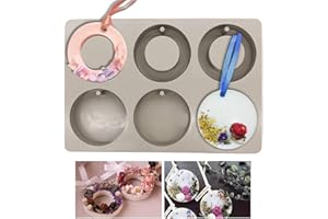 SONSMER Moule en silicone avec trou de suspension pour fabrication de bijoux en résine, loisirs créatifs Round and Ring