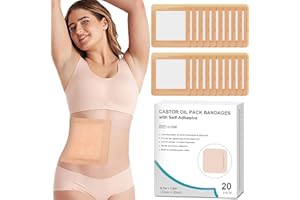 HBAID 20 Stück Rizinusöl Packungen, Castor Oil Pack Wrap zur Leberentgiftung, sehr saugfähig, 8,7"*7,9", selbstklebende Rizinusölpackung aus Bio-Baumwolle(Öl nicht im Lieferumfang enthalten)