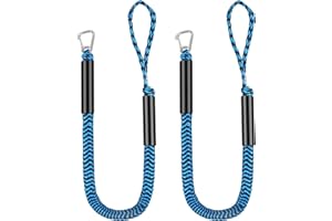 XUANNIAO Cime di ormeggio elastiche per barche con gancio 316, 4 piedi si allungano fino a 1,8 m, confezione da 2 per attracco, linea di ormeggio, accessori per barche, corde di attracco PWC per barche (blu e