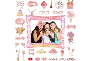 FEYG 13th Brithday Decoration, Rose Gold 13th Birthday Inflatable Selfie Photo Booth Frame with 13th Birthday Photo Booth Props, Giant Inflatable Photo Booth Frame for Girls Her Birthday Party Decoration