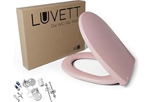 LUVETT® WC-Sitz mit Absenkautomatik C100 oval universell, Toilettendeckel mit 3 Edelstahl Montagelösungen, Klodeckel abnehmbar, Farbe:Magnolia Rosa