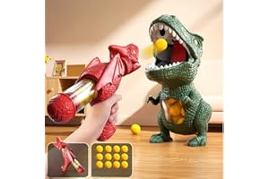 ZENOVA Dinosaur Shooting Toys for 2-8 Year Old Kids, Movable Target Shooting Game Dinosaur with 2 Air Pump Gun and 24 Foam Bullets, Score Record, LED & Sound for Boy Girls 2+ Years Old (1 Set)