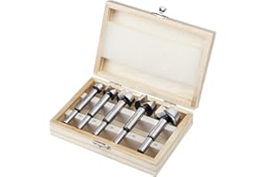 HPHOPE Forstnerbohrer Set für Holz - Satz 5tlg Forstner Bohrer für Holz Ø15-35mm, Holz Forstner Bits, Bohraufsätze, Mit Aufbewahrungskoffer