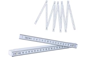 JOYAN Folding Ruler, 2m Length Double-Sided Metric Scale Measuring Rulers, Plastic Meter Stick with Scale, 10 Segments Expandable Fold Measure Rule Home Workshop Foldable Carpentry Construction Tool (White)