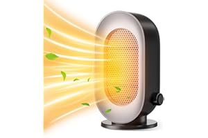 SENTASI Termoventilatore Elettrica Stufetta 600W Riscaldatori Ceramica Basso Consumo con 3 Modalità, Termostato Ambiente Silenzioso Riscaldatore per Camera da Letto Soggiorno Bagno Ufficio nero