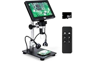 Matatastudio Microscopio Digital MT2 1200X HDMI con Pantalla IPS HD de 7'', Microscopio de Soldadura con Lupa para Monedas 1080P para Niños y Adultos, 10 Luces LED, Compatible con TV/Windows/Mac OS