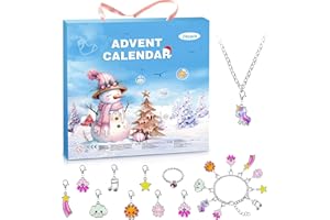 MJUTHY Jewellery Advent Calendar 2025 Girls Kids, 24 Days DIY Advent Calendar Cute Cartoon Children Teens Christmas Countdown Bracelet Ring Necklace Kit with Charm Pendant Birthday Party Surprise Gifts A