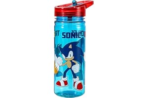 Zawadi Global Sonic the Hedgehog - Botella de agua de 580 ml para niños, para la escuela, hecha de Tritan duradero, reutilizable, sin BPA