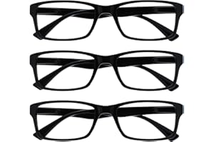 ‎OPULIZE OPULIZE PEP Lesebrille für Damen und Herren - 3er Pack - Große Rechteckige Brille - Komfortable Federscharniere - Kratzfest - Schwarz - UVR +1.50