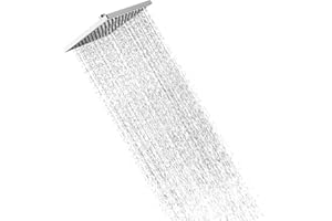 Hibbent Głowica prysznicowa z deszczownicą 30 cm, osłona ze stali nierdzewnej, kwadratowe wbudowane głowice prysznicowe, obracany kąt wiązki, bujne wrażenia prysznicowe, łatwa instalacja, chromowana