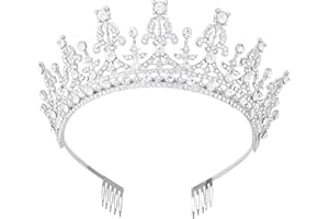 Vofler Tiaras and Crowns for Women Queen Crystal Rhinestone Hair Jewelry Decor for Ladies Little Girls Bridal Bride Princess Birthday Wedding Pageant Prom Halloween Costume Party with Combs