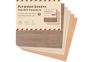 ROWOOD Walnut Maple Cherry Plywood Sheets 6PCS 300x300x3mm Laser Engraving Materials Plywood Board for Model Making DIY Wooden Crafts Ideal for Laser Cutting Wood Burning Painting CNC
